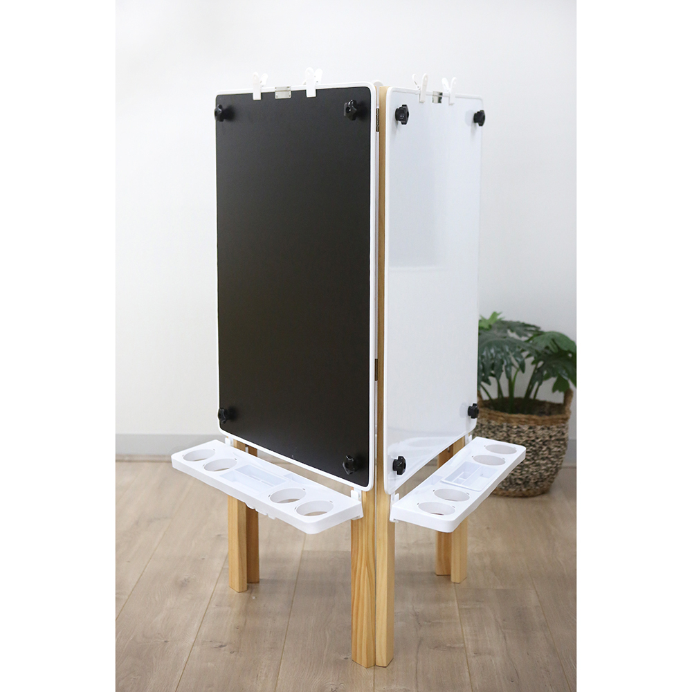 MYO Easel - 3 sided wooden frame with 3x 2-Sided Boards (Magnetic White/Chalk)