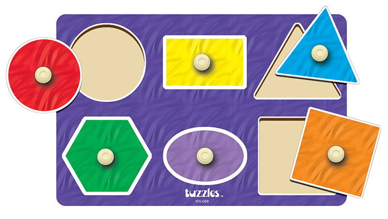 Tuzzles 6 Geo Shapes Peg Puzzle - 6pcs