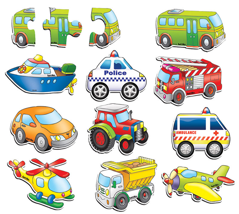 Tuzzles Three Piece Puzzles - Transport Set of 10
