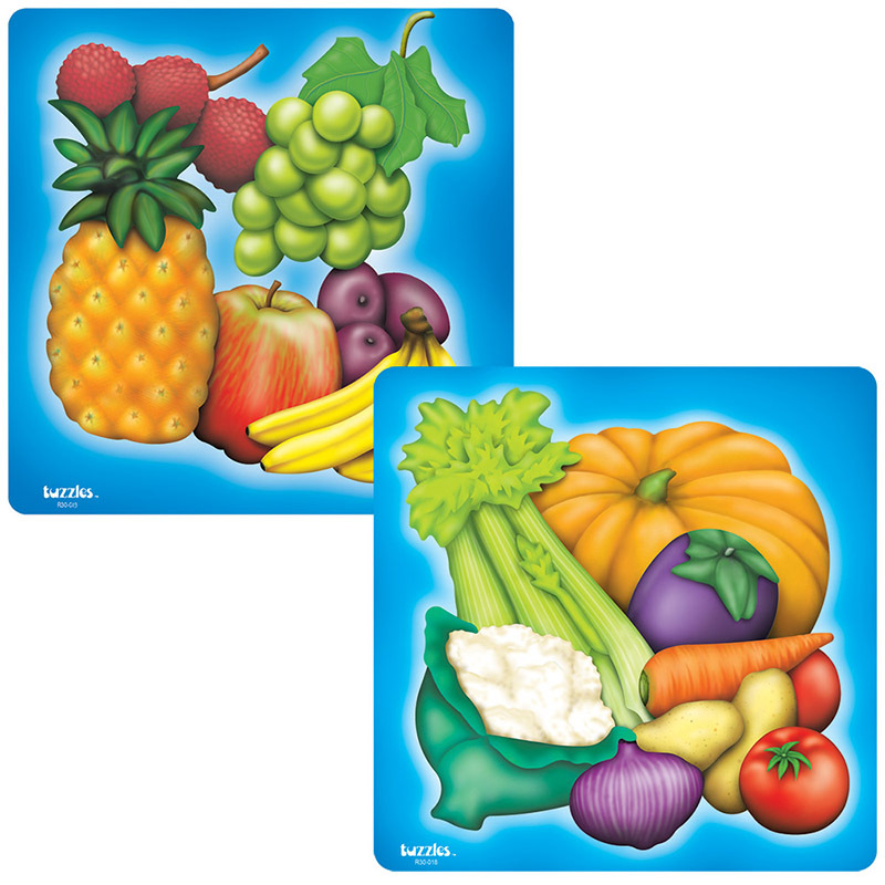 Tuzzles Raised Puzzles - Fruit & Vegetables Set of 2