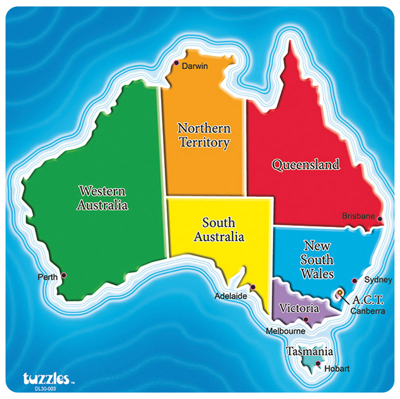 Tuzzles Map of Australia Tray Puzzle - 7pcs