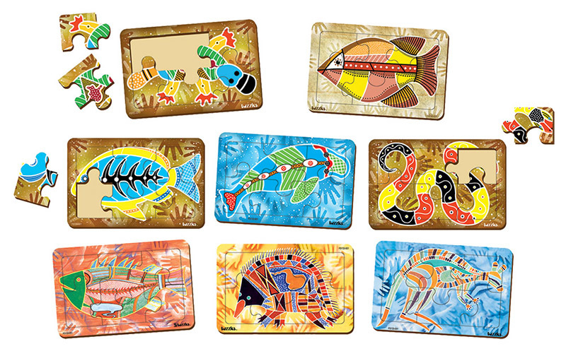 Tuzzles Aboriginal Art Tray Puzzles - Set of 8