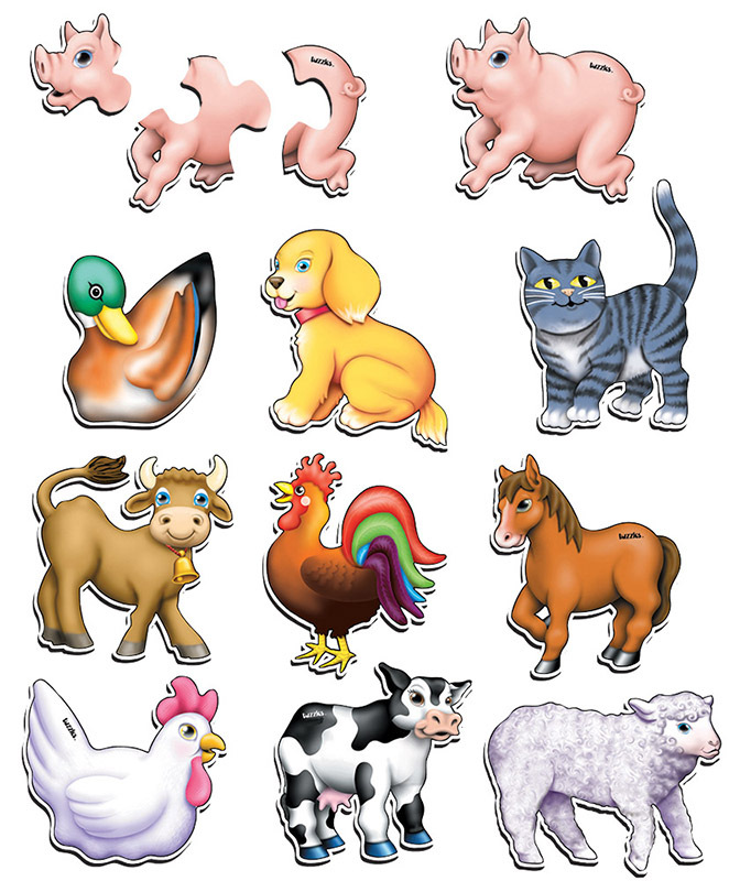Tuzzles Three Piece Puzzles - Animal Set of 10