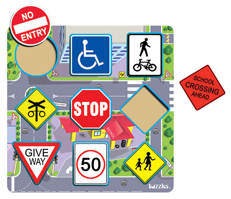 Tuzzles Road Traffic Signs Raised Puzzle - 9pcs