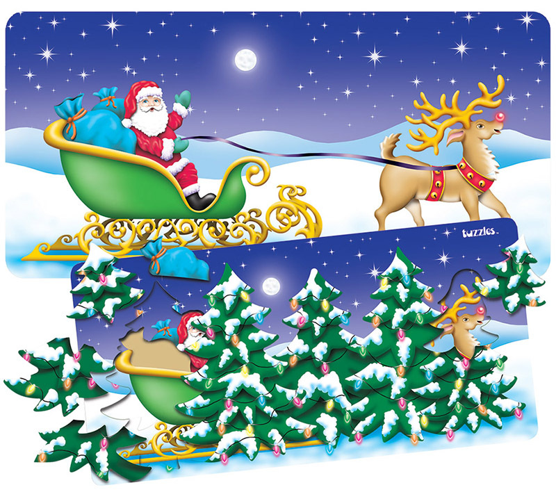>Tuzzles Santa and Sleigh Double Layer Puzzle - 14 & 23pcs