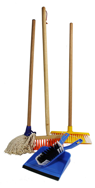 Children's 5pce Cleaning Set - Mop, Brooms, Dust Pan & Brush
