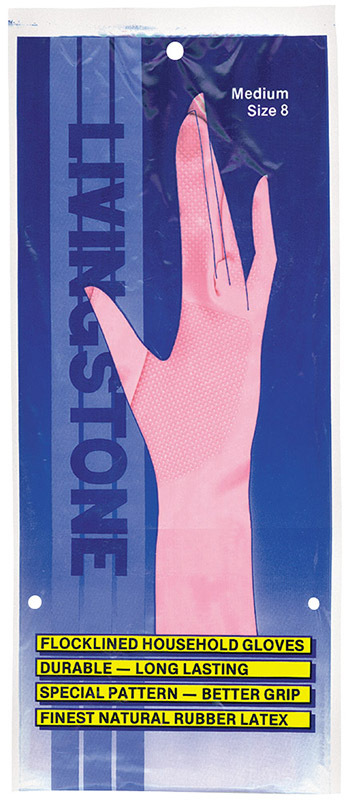 Rubber Flock Lined Gloves - Medium Pair
