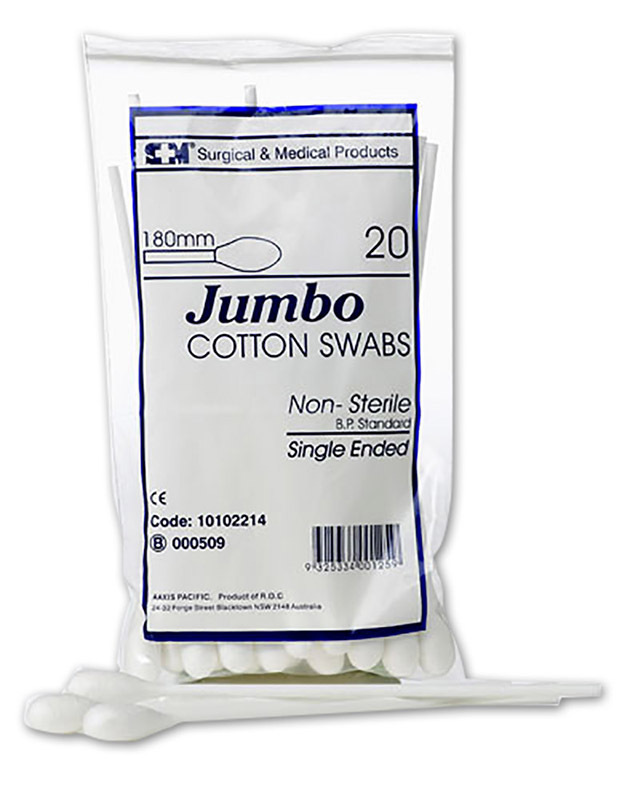 Cotton Swab Jumbo - (Painting or Throat Swab) 18cm 20pk