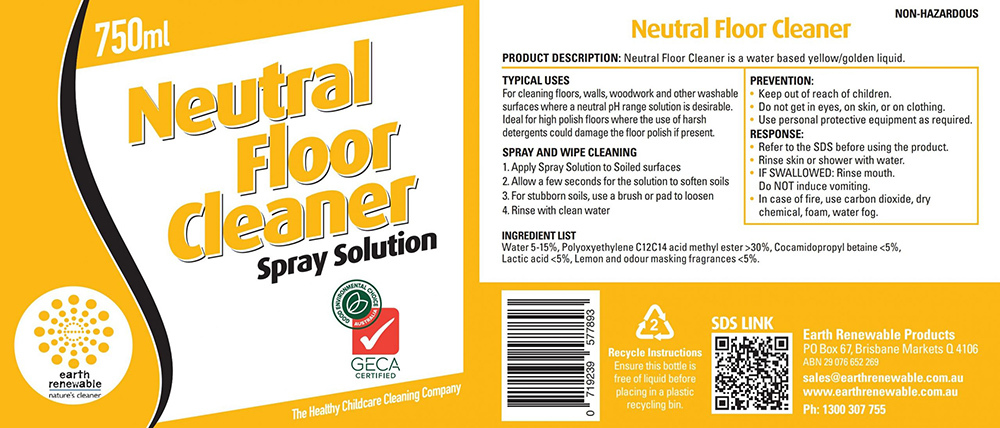 Solo Pak Neutral Floor Cleaner - Replacement Label Only