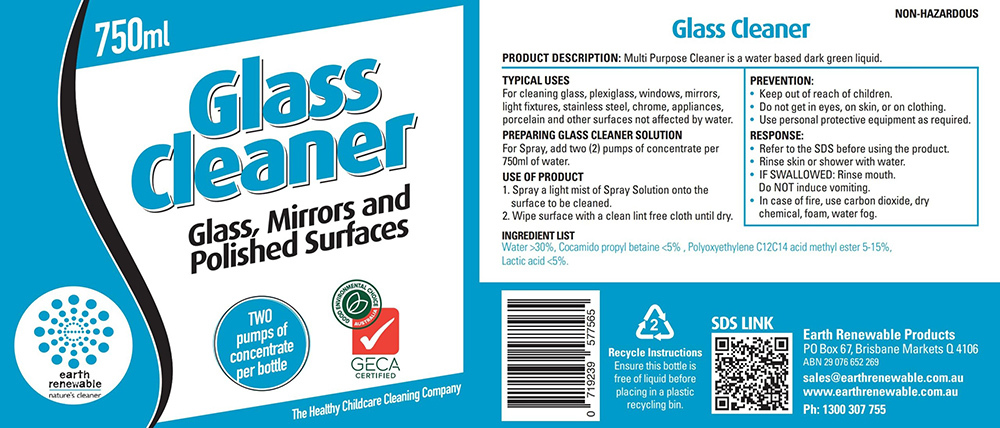 Solo Pak Glass Cleaner - Replacement Label Only