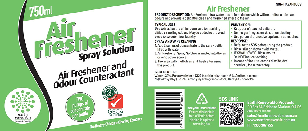 Solo Pak Air Freshener - Replacement Label Only