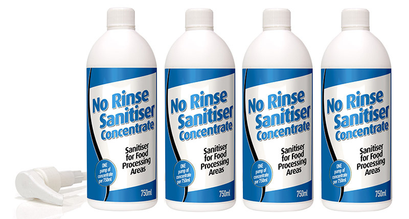 Solo Pak No Rinse Sanitiser - Box of 4 x 750ml Refills & 1 Pump