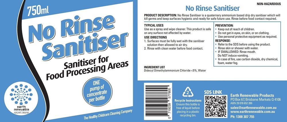 Solo Pak No Rinse Sanitiser - Replacement Label Only