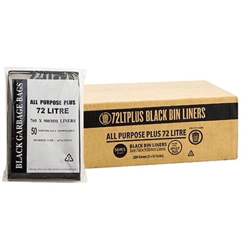 Bin Liners - 72L Black 250pk
