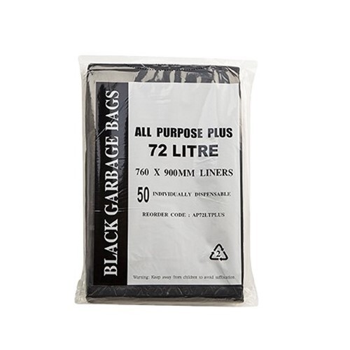 Bin Liners - 72L Black 50pk