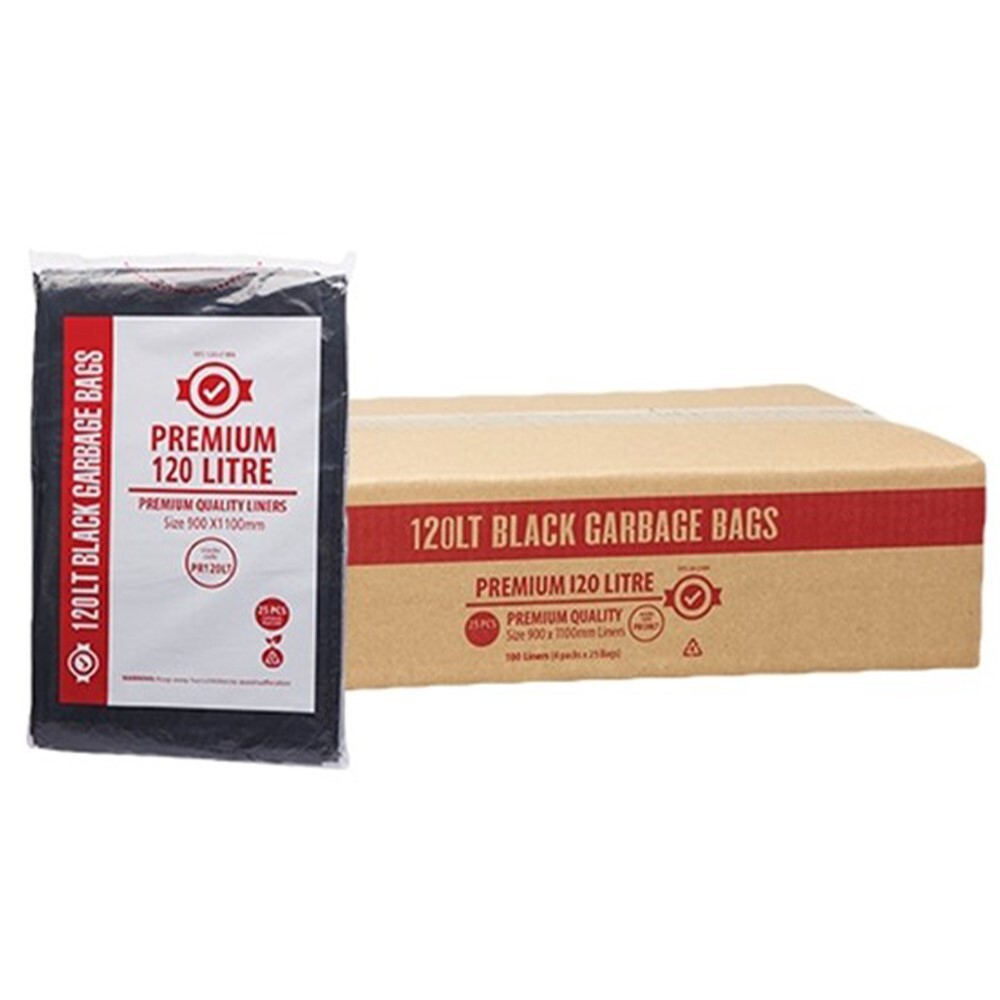 Bin Liners - 120L Black 100pk