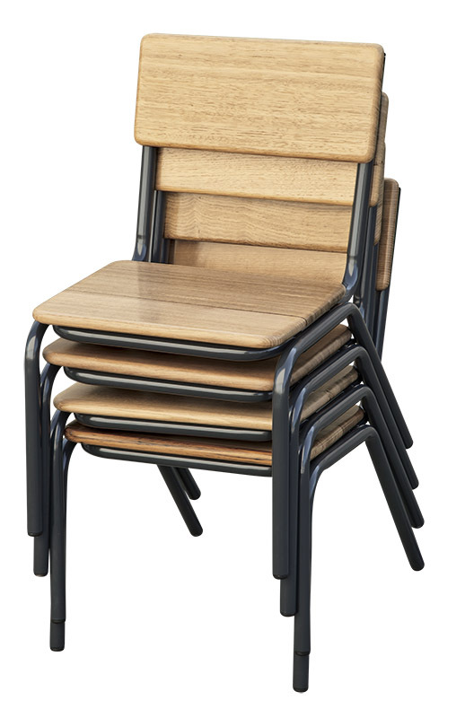 *Vic Ash Hardwood & Steel Stackable Chair - 30.5cm