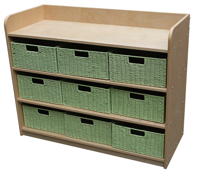 Birch Standard Storage Unit - With 9 Rope Baskets in Green