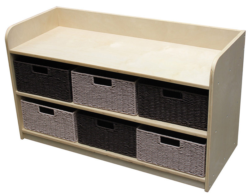 Birch Low Storage Unit - With 6 Rope Baskets in 2 colours