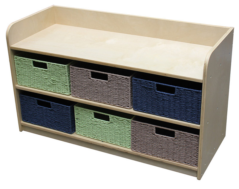 Birch Low Storage Unit - With 6 Rope Baskets in 3 colours