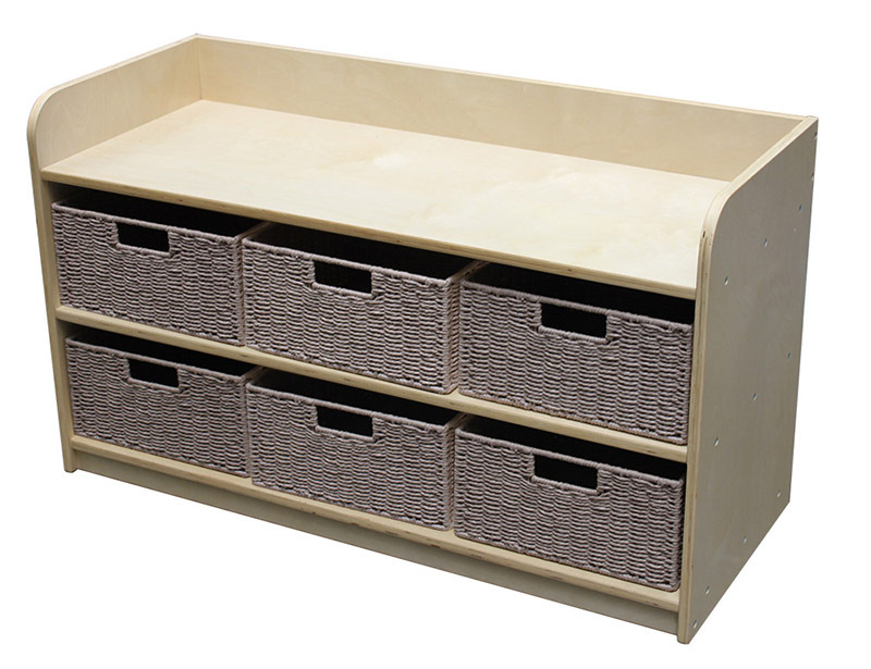 Birch Low Storage Unit - With 6 Rope Baskets in Neutral