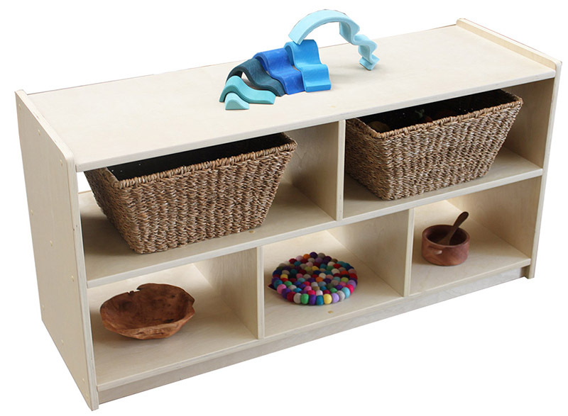 Birch Low Shelf Unit 60cmH - Straight with Open Back