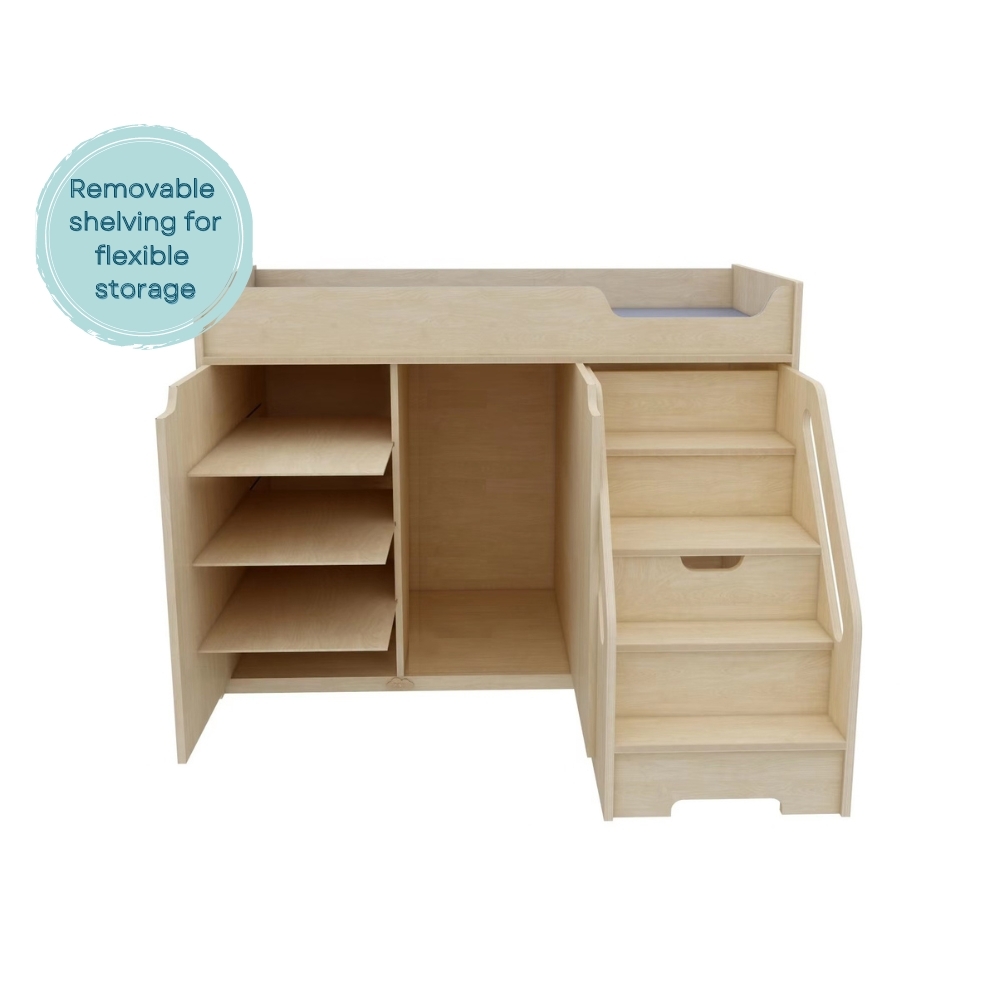 Billy Kidz Birch Change Station with Pull Out Stairs & Change Mat