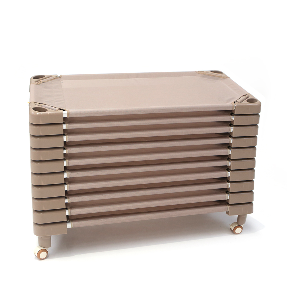 Compact Stacking Sleep Bed 106cmL- Set of 10 with Castors - Beige