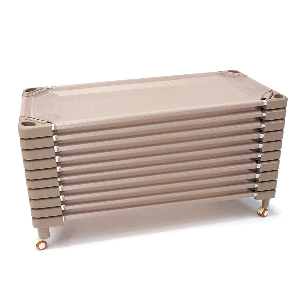 Stacking Sleep Beds 138cmL- Set of 10 with Castors - Beige