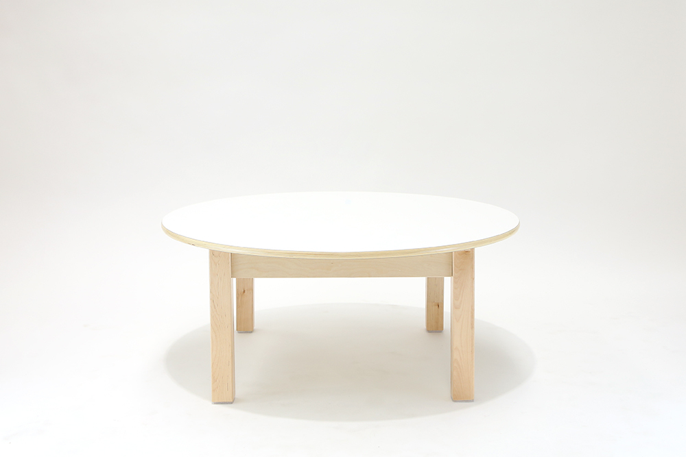 Luca Round Timber Table - White - 90 x 38cmH