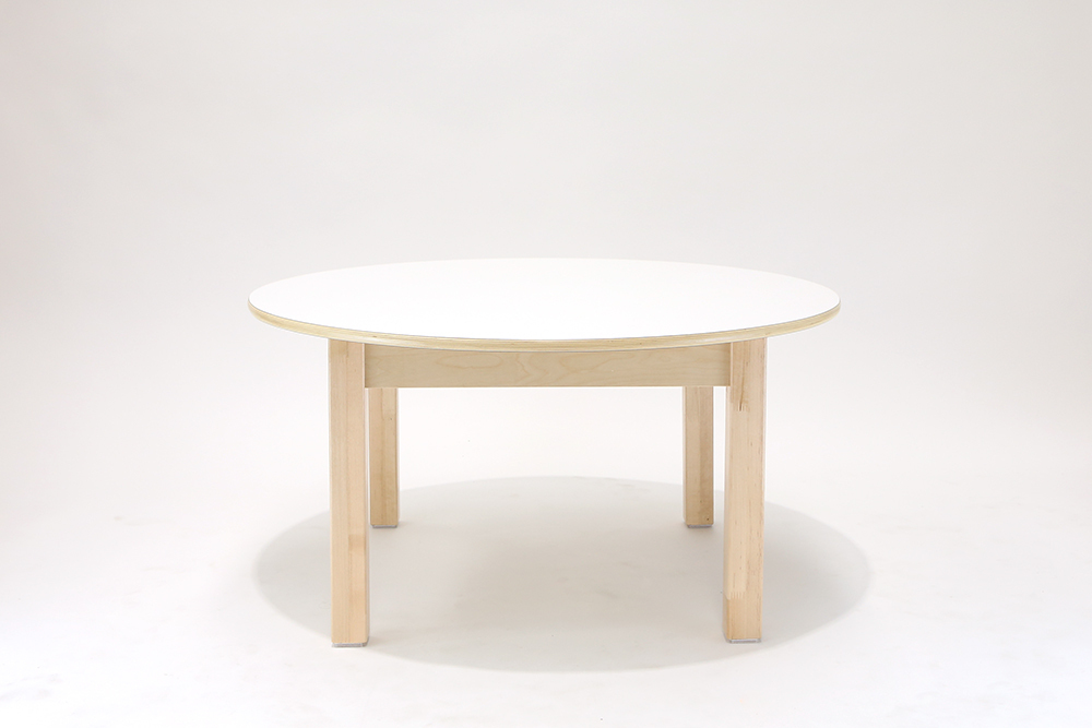 Luca Round Timber Table - White - 90 x 45cmH