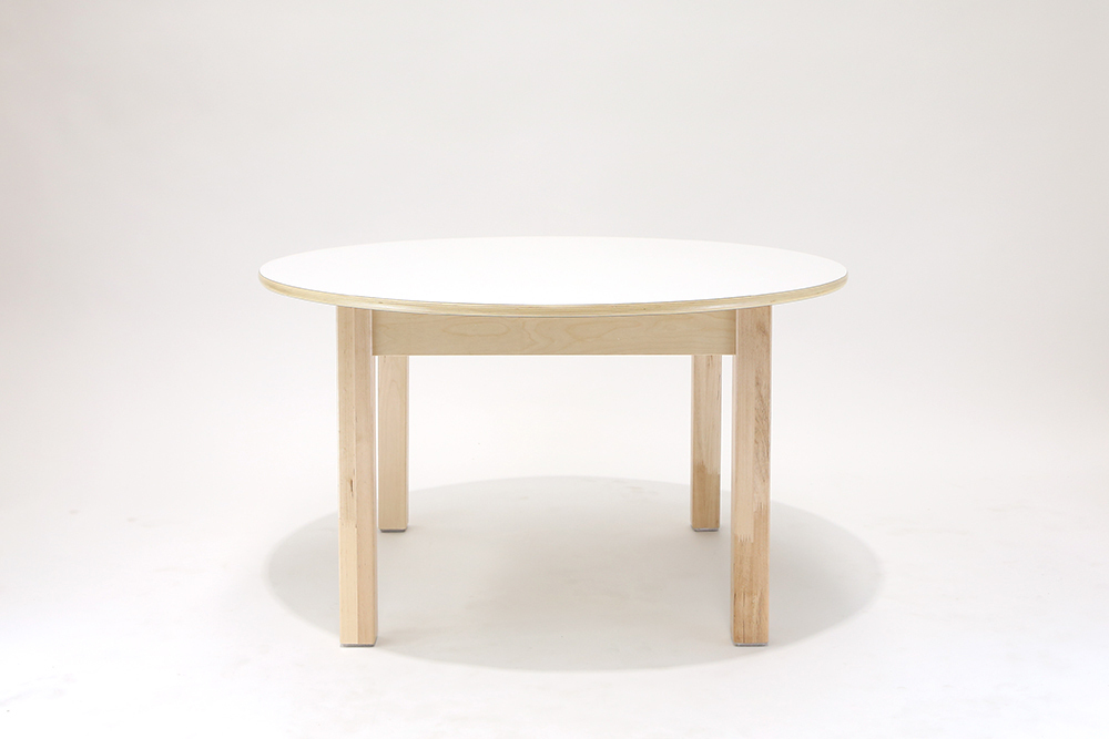 Luca Round Timber Table - White - 90 x 50cmH