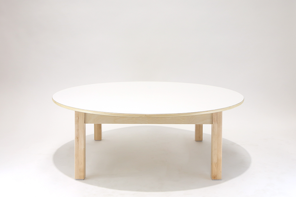 Luca Round Timber Table - White - 110 x 38cmH