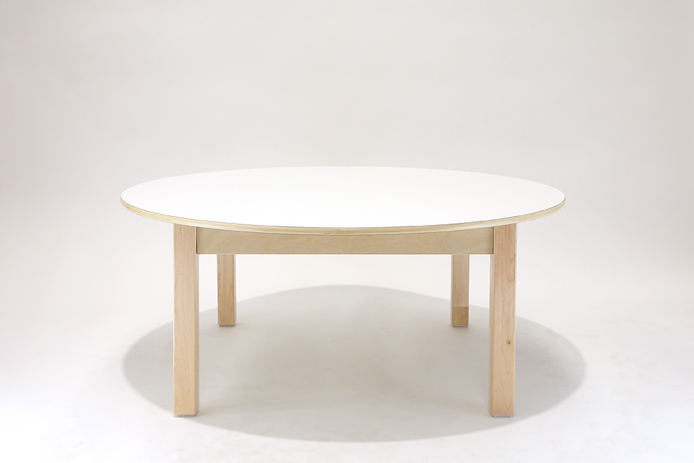 Luca Round Timber Table - White - 110 x 45cmH