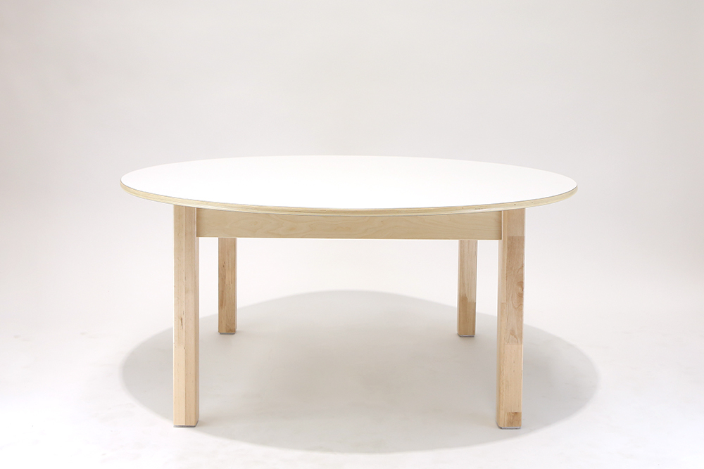 Luca Round Timber Table - White - 110 x 50cmH