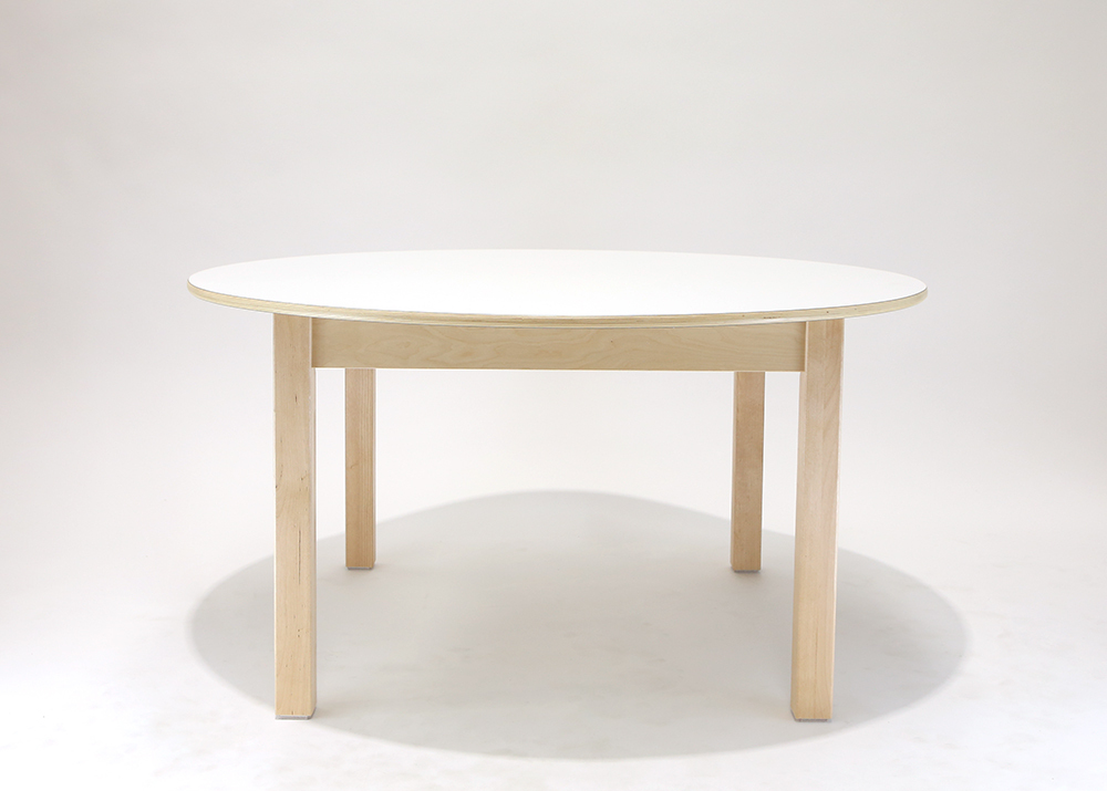 Luca Round Timber Table - White - 110 x 56cmH
