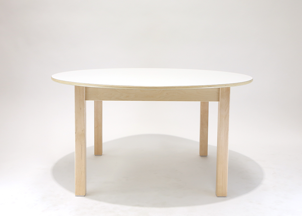 Billy Kidz Wooden Table With White Laminate Top - Round 1100 x 1100mm 56cmH