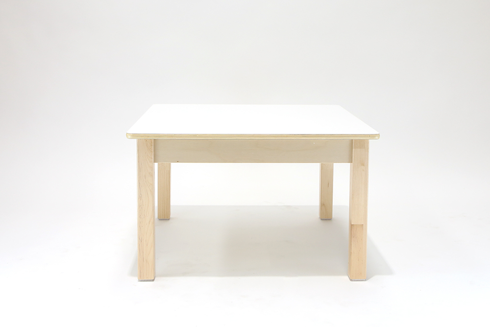 Luca Square Timber Table - White - 70 x 75 x 45cmH