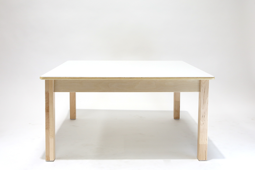 Luca Square Timber Table - White - 100 x 100 x 50cmH