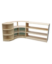 Billy Kidz Birch Medium Storage Unit 76cmH - Open Back, Curved Green Steel Mesh Backed & Corner Unit
